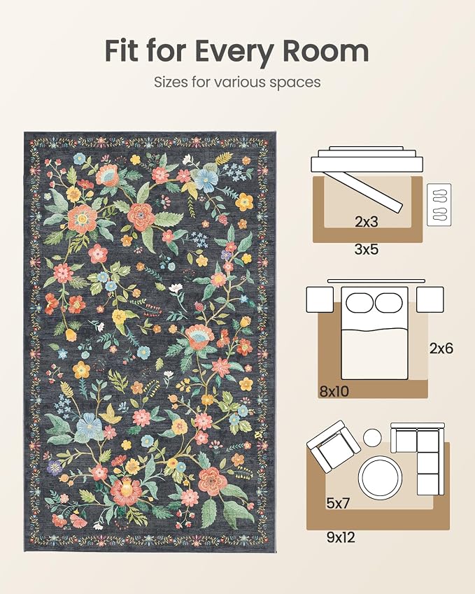 Amada 5x7 Area Rugs, Non-Slip & Low-Profile Living Room Rug - Image 7