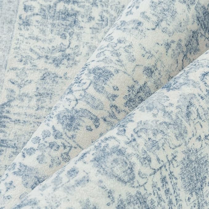 Blue Area Rug 3x4 Office Entryway Rug Machine Washable Kitchen Vintage - Image 9