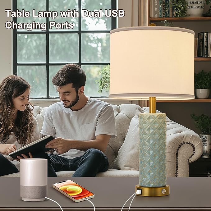 Set of 2 Table Lamp for Living Room Bedroom Farmhouse - Image 2