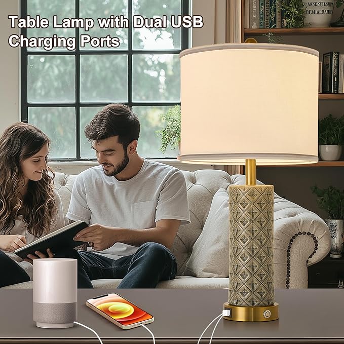 Set of 2 Table Lamp for Living Room Bedroom Farmhouse - Image 3