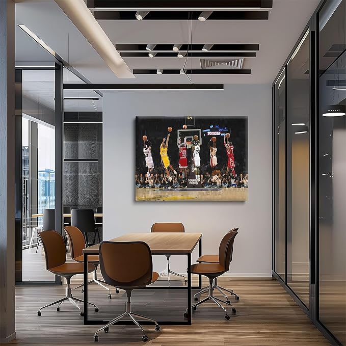 Basketball Legends Canvas Wall Art Print Poster, Iconic Sports Stars Shooting - Image 7