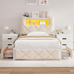 Twin Upholstered LED Bed Frame - Image 7