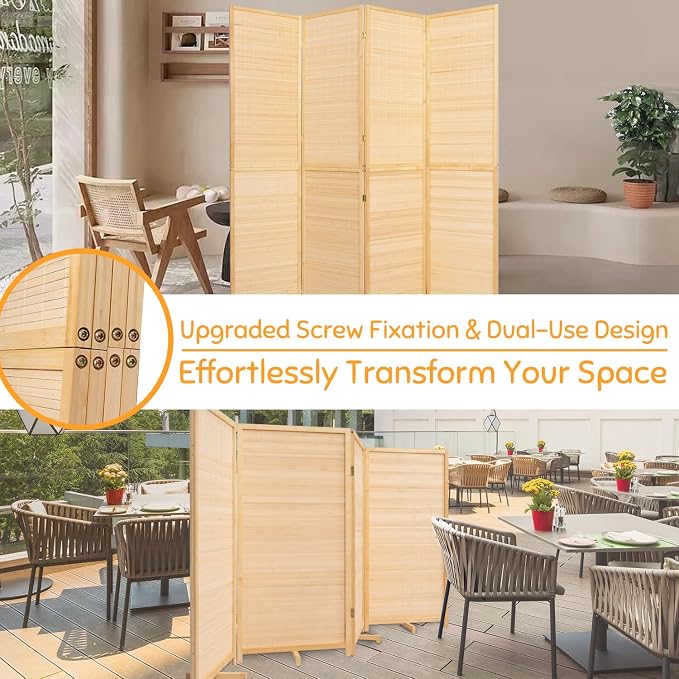 Bamboo Room Divider Folding Privacy Screens, Wall Divider - Image 10