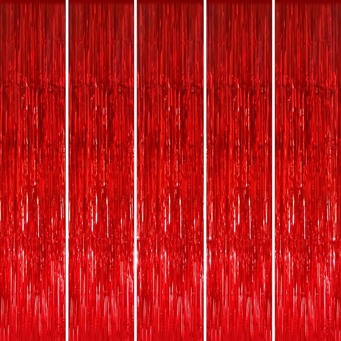 GOER 3.2 ft x 8.2 ft Metallic Tinsel Foil Fringe Curtains Party Photo Backdrop by GOER
