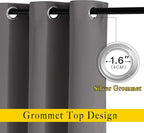 NICETOWN Grey Blackout Curtains 102 inches Long, Grommet Thermal Insulated - Image 2