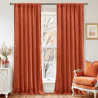 LAMIT Velvet Curtains 102 Inch for Living Room, Terracotta Thermal Room - Image 2