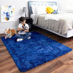 Ophanie Upgrade 4x6 Blue Rugs for Bedroom, Dark Blue Fluffy Shaggy Soft Carpet - Image 4
