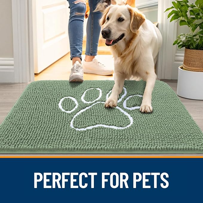 OLANLY Dog Door Mat for Muddy Paws 36x24, Paw Print Design, Absorbs Moisture - Image 6