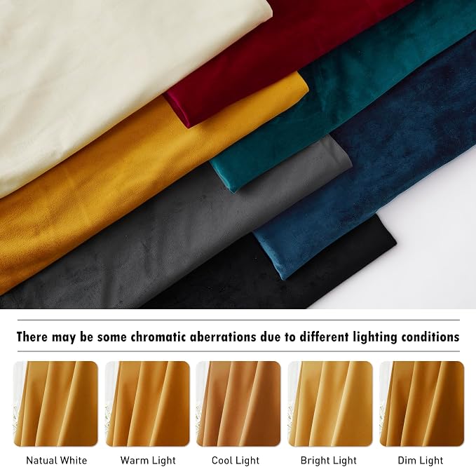 RYB HOME Gold Velvet Curtains 102 inches, Back Tab Soft Fabric Room Darkening - Image 7