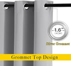NICETOWN Silver Grey Blackout Curtains 63 inches Long - Image 2