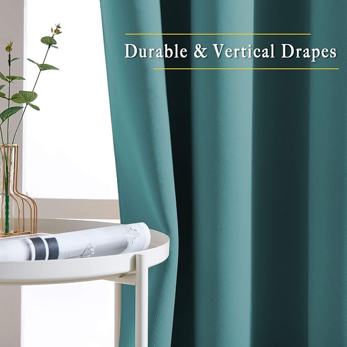 NICETOWN Sea Teal Blackout Curtains 102 inch Length, Grommet Energy Saving - Image 5