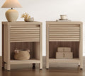 SICOTAS Fluted Nightstands Set of 2-19.6" Wide Wooden Night Stand by SICOTAS