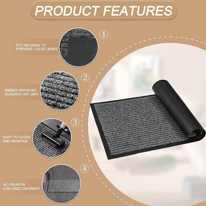 Durable Front Door Mat, Heavy Duty Indoor Outdoor Doormat, Stain and Fade - Image 4