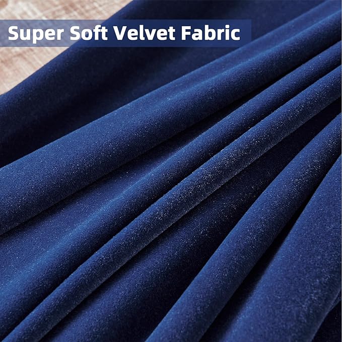 Joydeco Royal Blue Velvet Curtains 90 inch Curtains, Luxury Grommet Blackout - Image 5