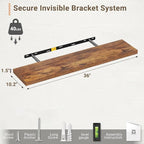 Vivelove 10 Inch Deep Floating Shelves 36 inch Long, 36 x 10 Wide Wall Shelves - Image 3