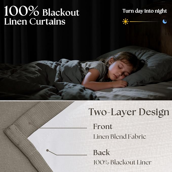 Desert Taupe Pinch Pleated Blackout Curtains 108 Inches Long - Image 2