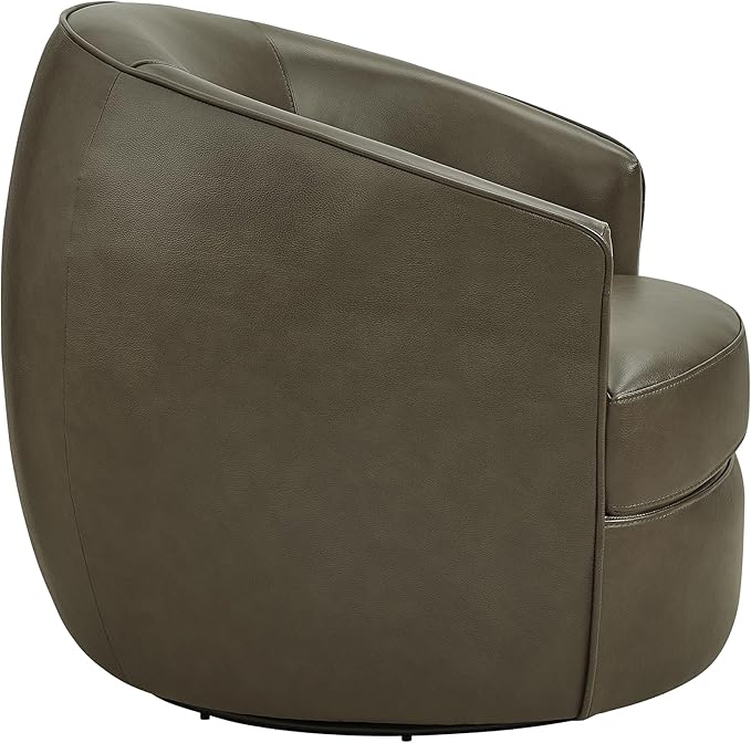 CHITA Genuine Leather Swivel Barrel Chair, Modern Comfy FSC Certified - Image 7