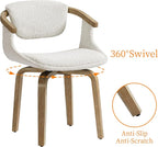 Art Leon Desk Chair No Wheels, Mid Century Modern Swivel Accent Chair, Boucle - Image 4