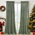 StangH 108 inches Length Sage Green Velvet Curtains, Rod Pocket Sunlight by StangH