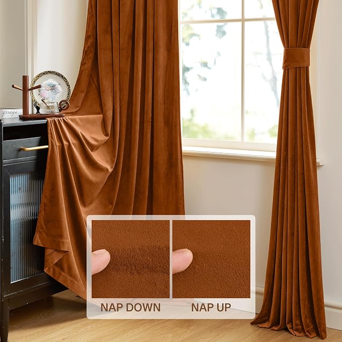 StangH Burnt Orange Curtains for Halloween Home Decoration Luxury Velvet Room - Image 4