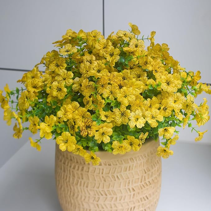 Yellow Artificial Outdoor Flowers 12 Bundles Fake Daisy Faux Mums Fall Plants by Unknown