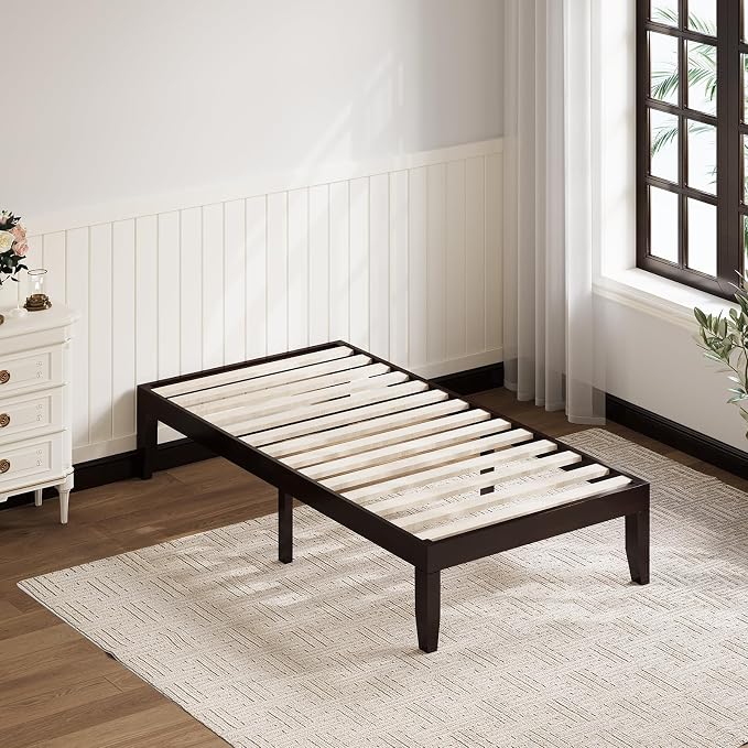 Giantex 14 Inch Twin Wood Platform Bed Frame, Minimalist Mattress Foundation - Image 3