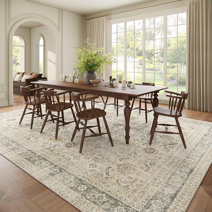 Washable 10x14 Area Rugs for Living Room, Boho Non-Slip Vintage Distress Large - Image 3