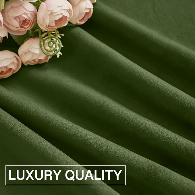 StangH Christmas Velvet Curtains Moss Green Heavy Thermal Insulated Drapes - Image 8