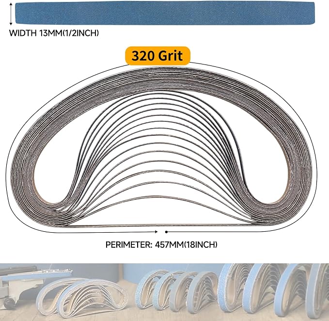 40-Piece 1/2 x 18 Inch 320 Grit Zirconia Sanding Belts, Heavy Duty Long-lasting - Image 2