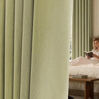 jinchan Chenille Blackout Curtains 96 Inches Long 2 Panels Sage Green Thermal by JINCHAN