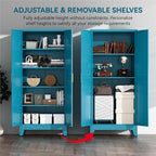 Farmhouse Pantry Cabinet with Barn Doors, 5-Tier Metal Storage Cabinet with 4 - Image 7