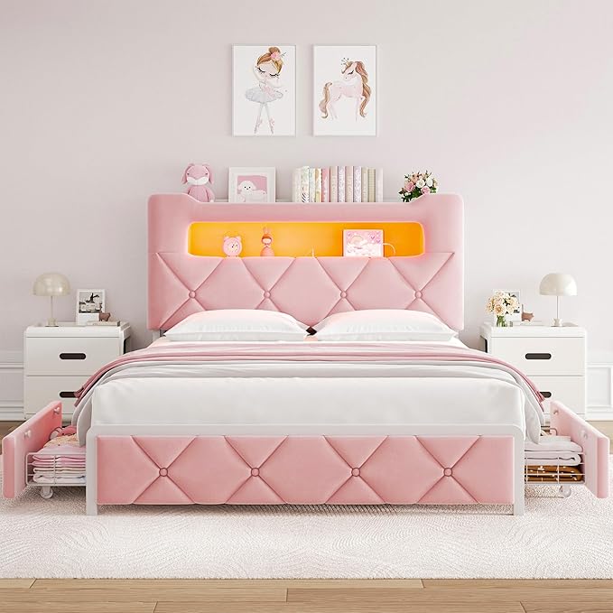 Full Upholstered LED Bed Frame - Image 7