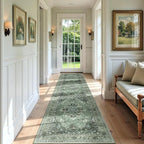 Area Rugs 2'x7' Washable Non-Slip, Floral Vintage Distress Print Pattern - Image 2