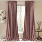 StangH Wild Rose Pink Curtains for Kids Bedroom, Elegant Soft Velvet Room by StangH