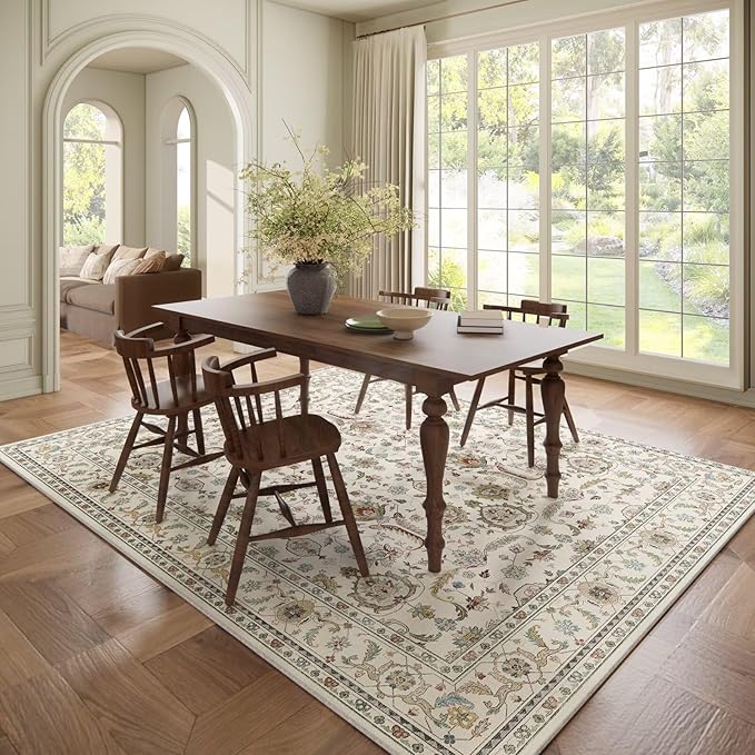Washable 6x9 Area Rugs for Living Room, Boho Non-Slip Vintage Distress Large - Image 3