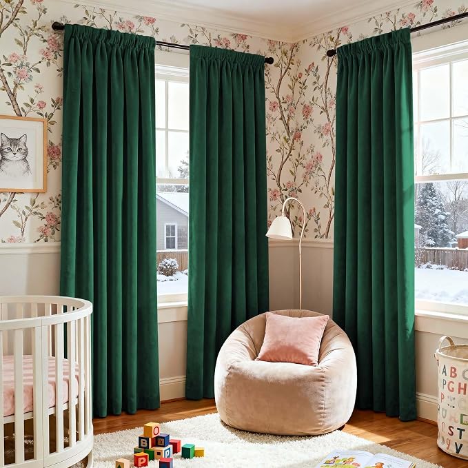 Lazzzy Velvet Blackout Curtains Thermal Insulated Room Window Drapes Super Soft - Image 9