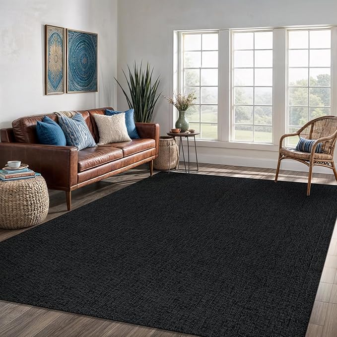 Easy Jute Rug 5x7 Indoor Outdoor Natural Rugs Solid Fiber Rug Woven Area Rug - Image 5