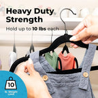 Fontaines Luxury Kid's Black Velvet Felt Non Slip Clothes Hangers 50 Pack - Image 4