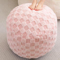 HIGOGOGO Round Stuffed Pouf Ottoman, Plaid Poufs by HIGOGOGO
