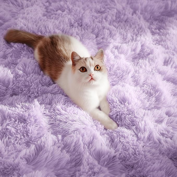 PAGISOFE Fluffy Soft Purple Rug 5' x 7' Rug, Shaggy Rugs - Image 3