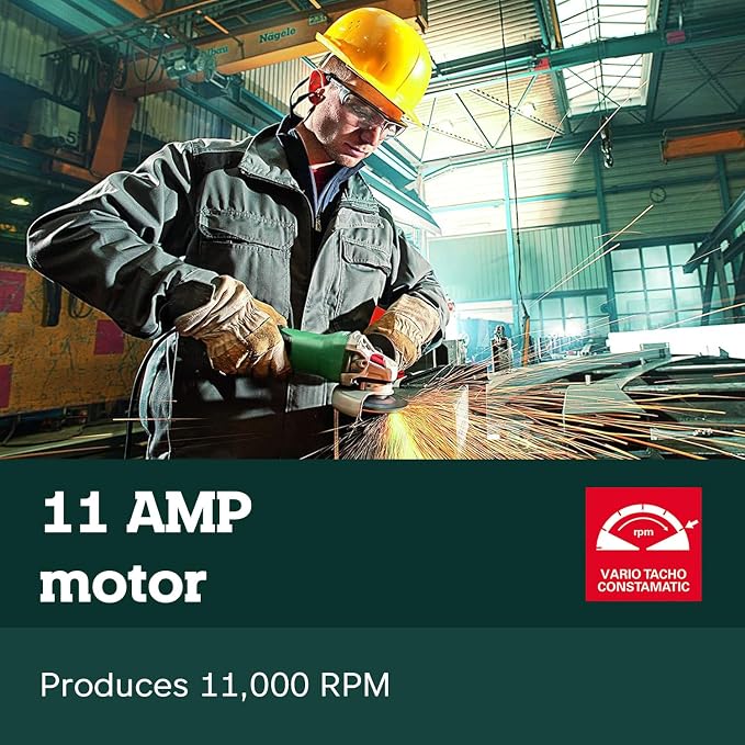 Metabo 4-1/2-5-Inch Angle Grinder, 11 Amp, 000 RPM, Non-Locking Paddle Switch - Image 4