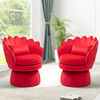 360° Swivel Accent Chair, Mid-Century Modern Velvet Barrel Chair, Comfy Shell - Image 4