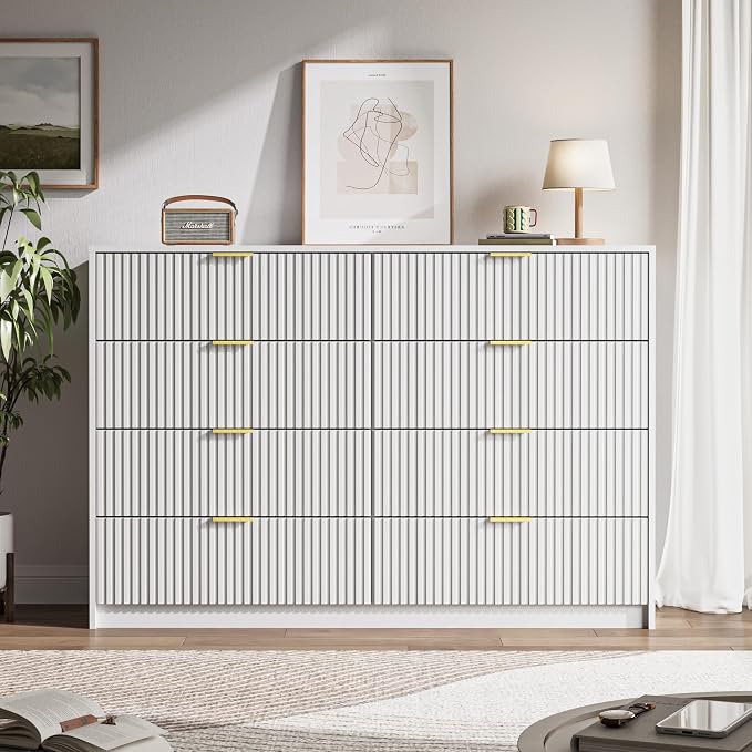 White Dresser for Bedroom, 8 Drawer Double Dresser, Modern Chest of Drawers for - Image 7