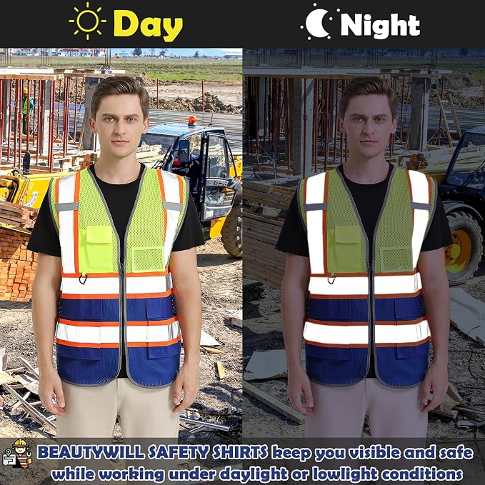 BeautyWill Custom Logo 10/20 Pack Safety Vest Class2 High Visibility Vest - Image 6