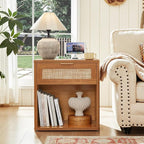 LEYAOYAO Rattan Dresser and Nightstand Set of 2, Boho Wood Dresser - Image 9