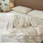 MooMee Striped Duvet Cover Set 100% Washed Cotton Linen Like Textured - Image 3