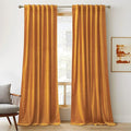 RYB HOME Gold Velvet Curtains 102 inches, Back Tab Soft Fabric Room Darkening by RYBHOME