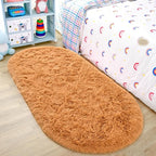 Noahas Fluffy Khaki Rugs for Bedroom Living Room, 2.6'X5.3' Oval Throw Rug for by ModernHomeDecor