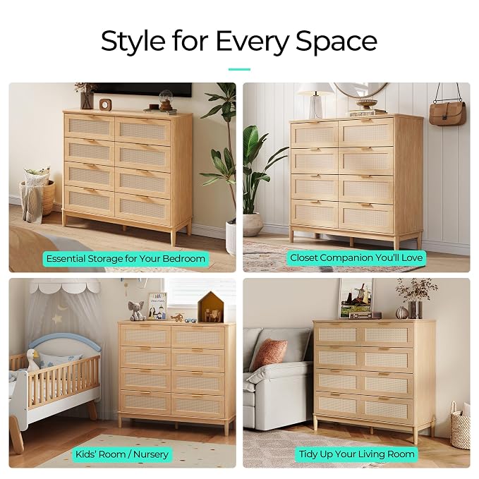 LINSY HOME Rattan Dresser for Bedroom - Image 4