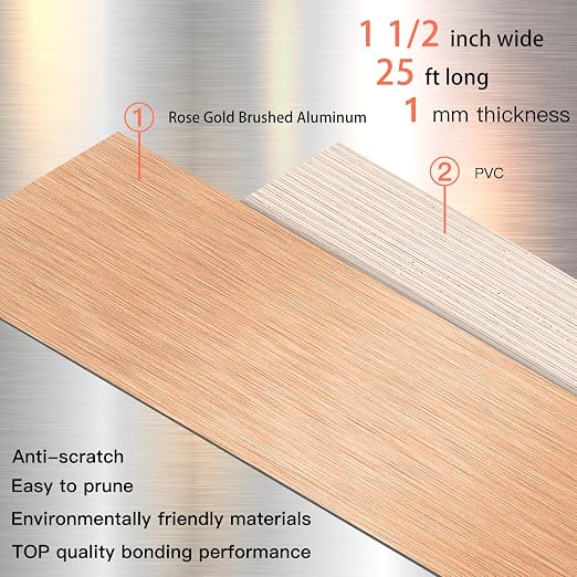 GSCIT Club Rose Gold Edge Banding, 1 1/2 Inch x 25ft Aluminum Brushed Edge - Image 2